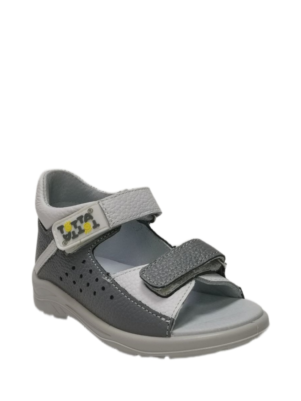 Босоножки  детские с открытым носом, светло-серый/белый 0231-КП-711,709 фото 1