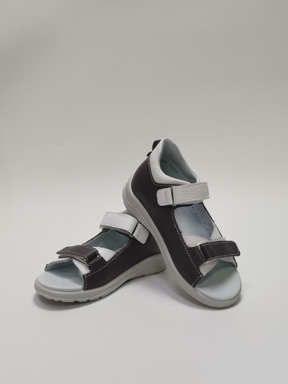 Босоножки  детские с открытым носом, серо-сиреневый/белый 0231/1-КП-710,709 фото 3